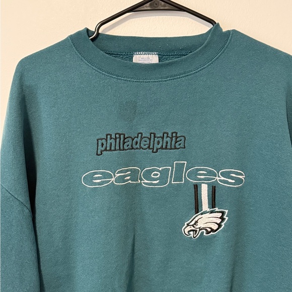 Vintage LOGO 7 Philadelphia Eagles Teal Crewneck Sweater - Picture 2 of 5